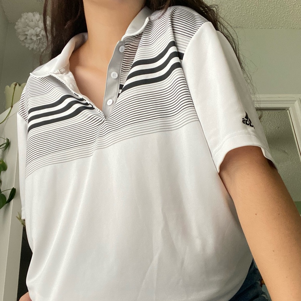 adidas white polo shirt